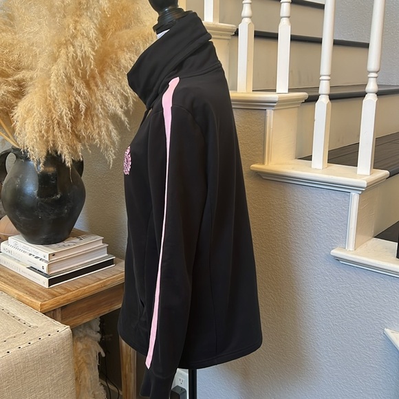 LRL Ralph Lauren Black Pink Stripe Durable Coat Jacket Cowl Collar Size XL - Picture 4 of 6